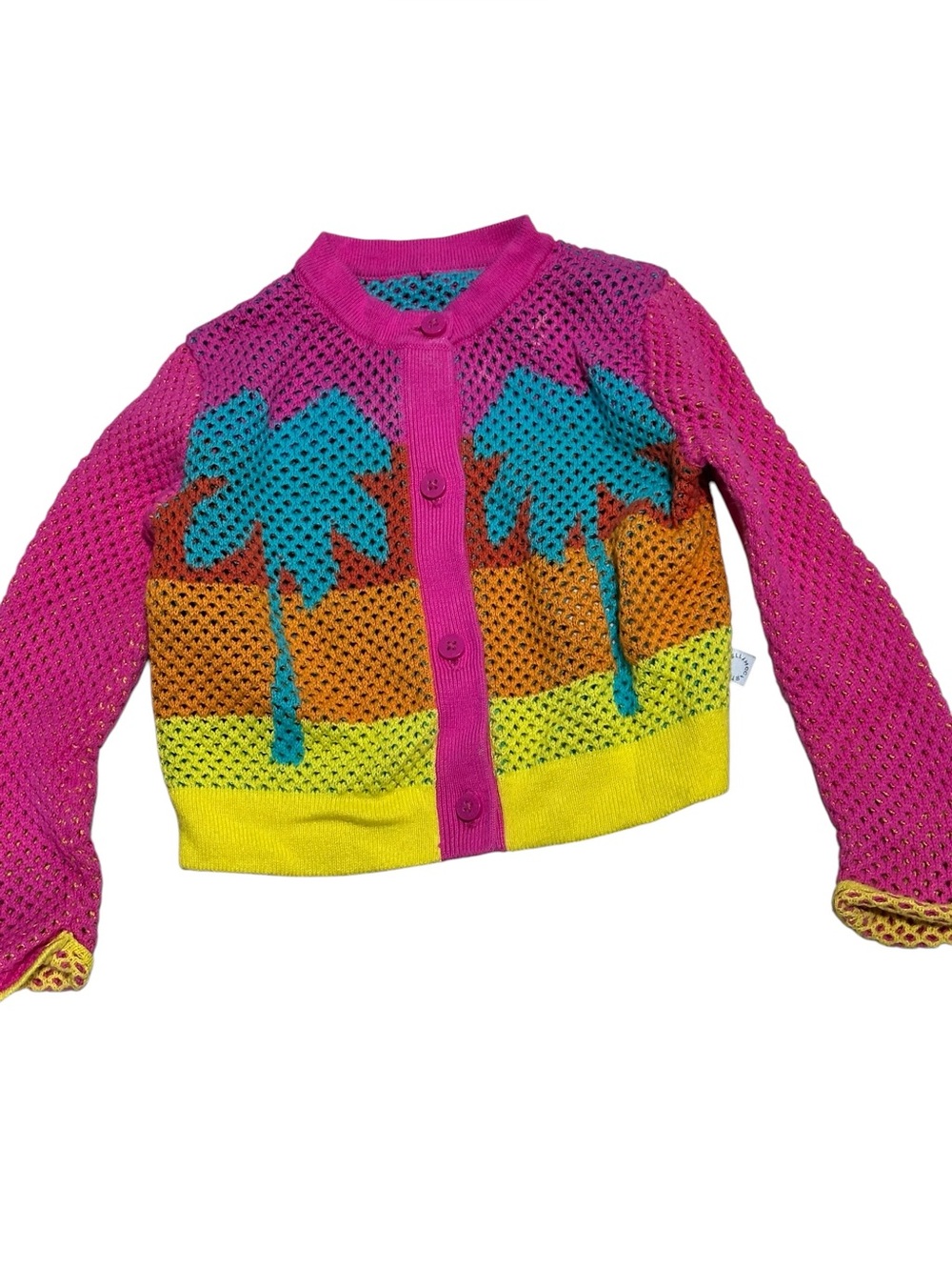 Stella McCartney Colorblock Palm Tree Mesh Cardigan cotton 12 month girls